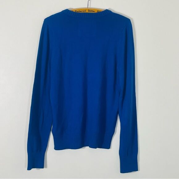 Abercrombie & Fitch Cashmere Wool Blend Blue Moose Muscle V Neck Sweater Size M - Picture 5 of 7